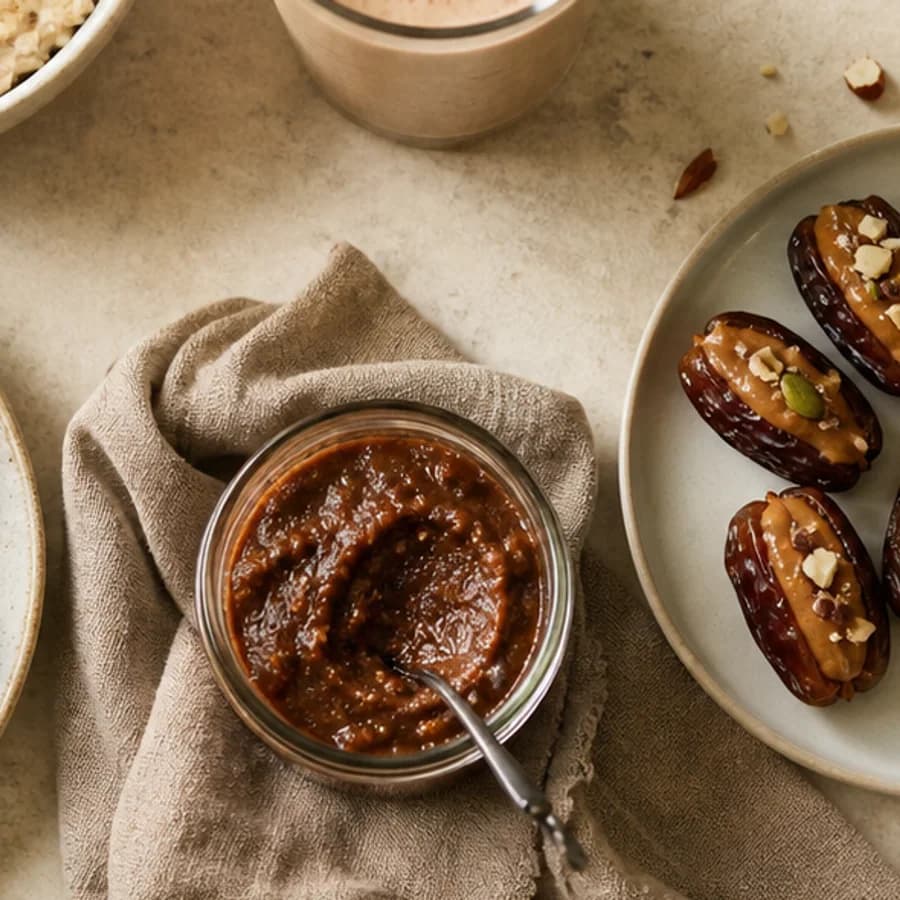 Small jar of homemade Medjool date paste