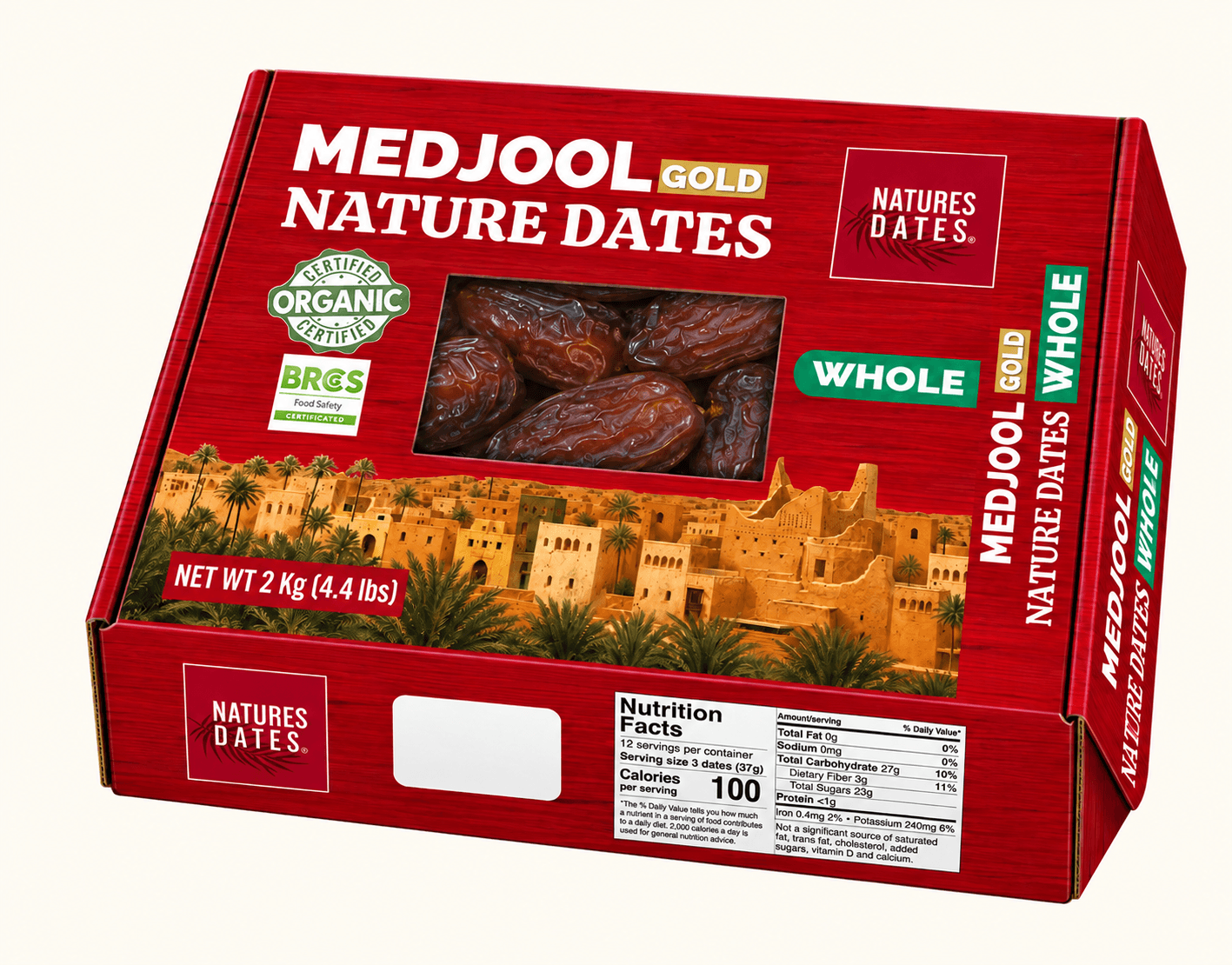 2 kg Whole Medjool Dates individual window box