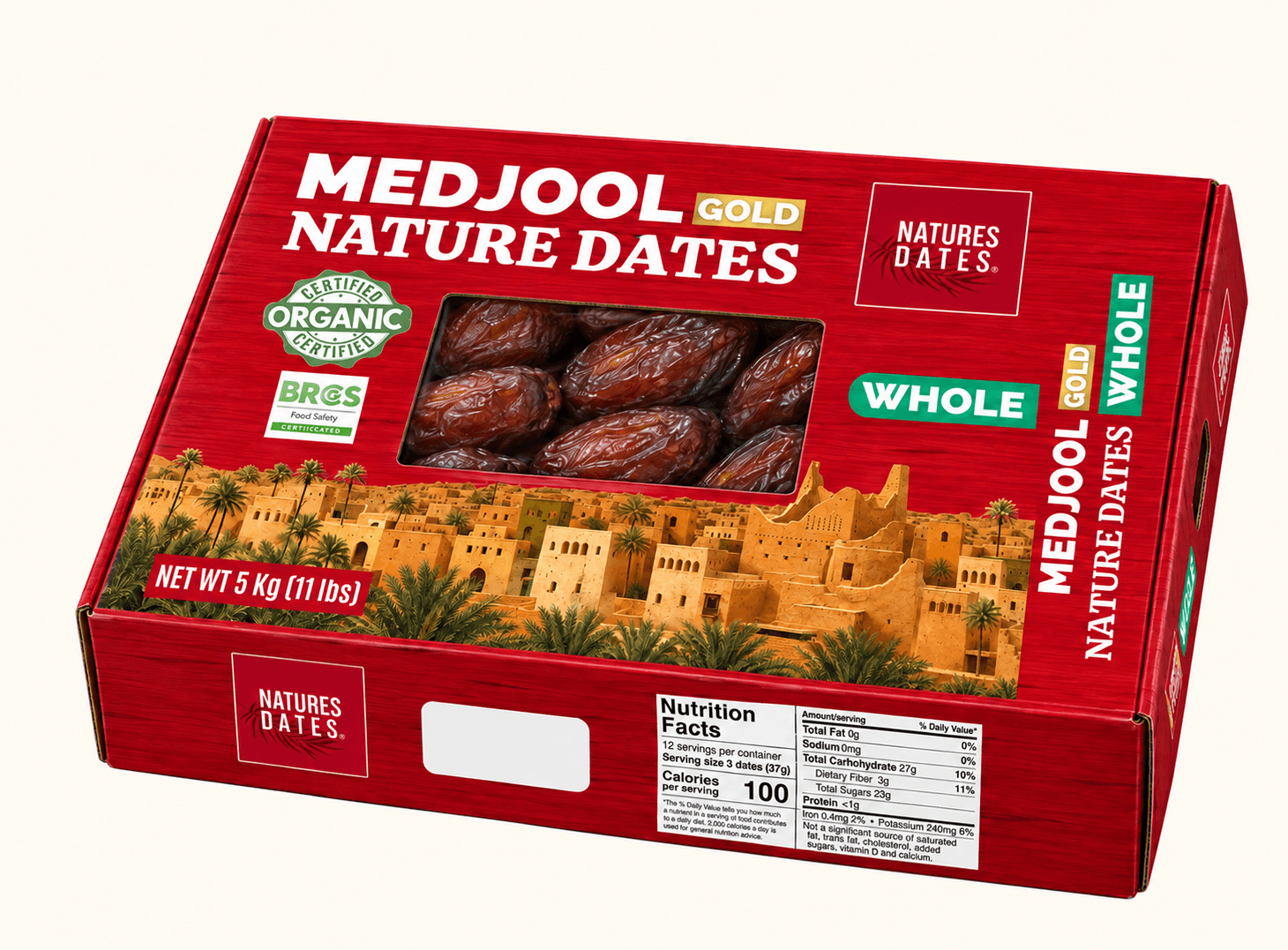 5 kg Whole Medjool Dates individual window box